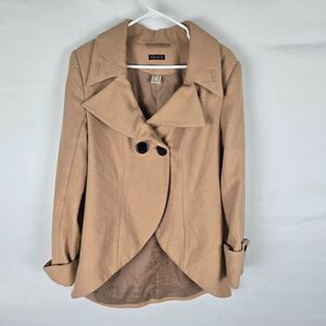 Venus Jacket Women's Size 10 Wool Blend Coat Double Button Tan